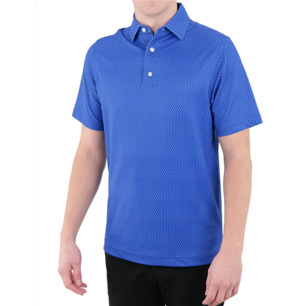 USA Palm Mens Blue Pique Stretch Golf Polo Drift Shirt Short Sleeve Size XXL NWT